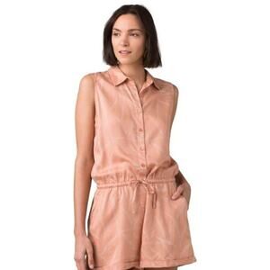 prAna Weekend Escape Peach Tencel Shorts Romper // L